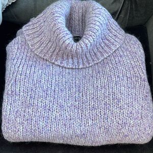 TALBOTS TURTLENECK SWEATER WOOL/SILK/MOHAIR LILAC LAVANDER CONFETTI SZ L